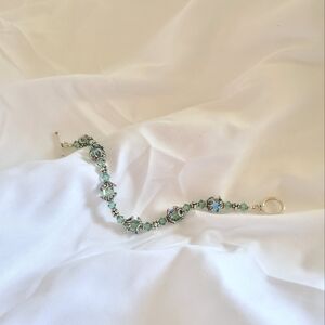 Handcrafted Olive Swarovski Crystal & Sterling Silver Bracelet